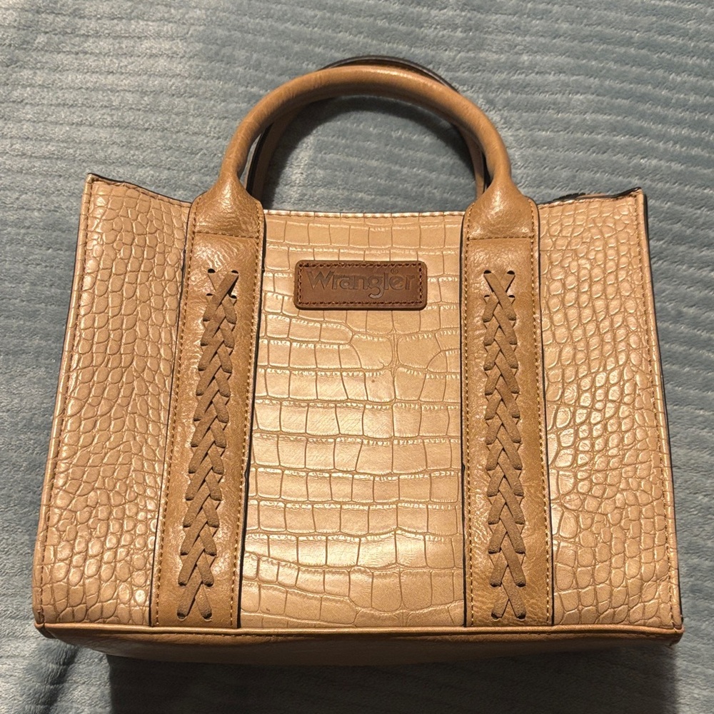 Wrangler Tan Croc-Embossed Tote